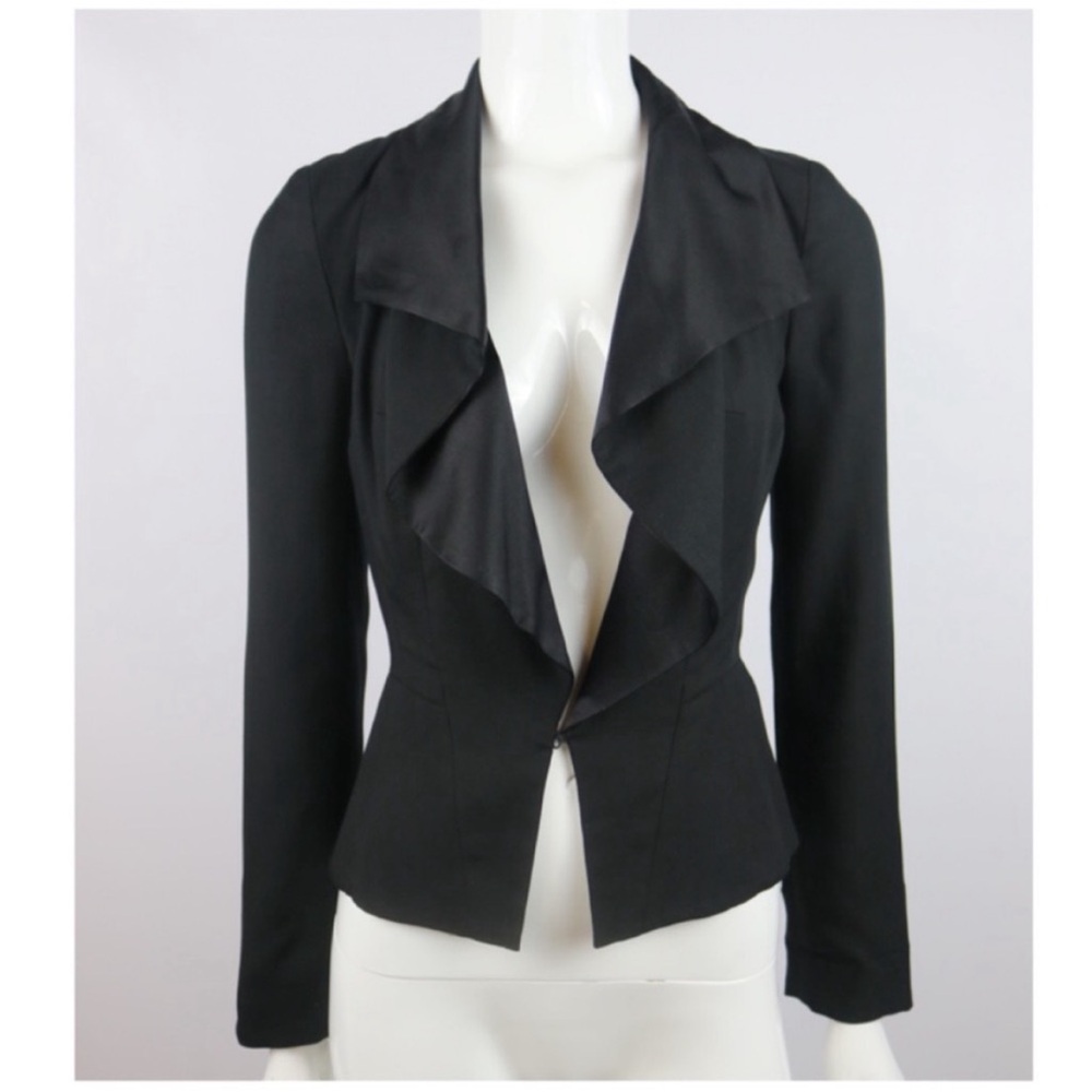 Anthropologie Tabitha Silk Black Women's Blazer Ruffle Goth Fantasy 10